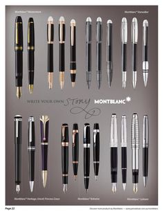 the montblanc fountain pens are lined up and ready to be filled with ink