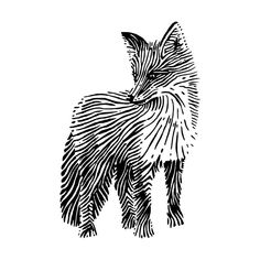 a black and white drawing of a dog