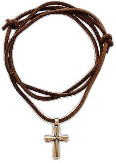 Adjustable Brown Leather Jewelry, Adjustable Leather Strap Jewelry With Waxed Cord, Adjustable Brown Leather Strap Jewelry, Brown Leather Jewelry With Sliding Knot, Brown Jewelry With Adjustable Clasp, Adjustable Brown Cross Pendant Necklace, Adjustable Brass Cross Jewelry, Adjustable Brass Cross-shaped Jewelry, Leather Necklace With Adjustable Length For Gift