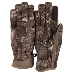 a pair of gloves with camouflage print on them