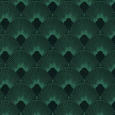 an art deco fan pattern in green and black