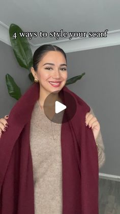 M O J D A H on Instagram: "Fashion hack of the day: 4 ways to style your scarf! Days are getting colder & soon we can’t go out without a scarf. So, be prepared for scarf season & try these hacks to elevate your outfits Which style is your fave?  Save this & thank me later! 🤭❤️ . . . . . . #fashionhack #scarf #scarfhacks #stylehacks #dailyhacks #stylehacks #hacks #viralhacks #trending #fallfashion   Scarf hack, how to wear your scarf, winter season, fall season, fashion hacks, daily hacks, fashion hack, fashion tip, style tips, trending, outfit inspo, scarf inspo, style inspiration, scarf idea, daily tips, fall fashion inspo, winter fashion inspo, winter accessories, winter hacks, layering season, scarf fashion, scarf season" Buffalo Check Scarf Outfit, How To Wear A Bulky Scarf, Winter Scarf Wearing Styles, How To Fold Scarf For Hair, How To Wear A Gucci Scarf, Scarf Ties Ideas Tutorials, How To Wear A Large Scarf As A Wrap, How To Wear A Chunky Scarf, Wide Scarf How To Wear A