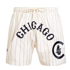 Designed to provide superior quality with an edge, these Chicago Cubs Retro Classic shorts from Pro Standard fit perfectly in line with your style interests. The pinstripes provide a timeless aesthetic, while the bold textured Chicago Cubs graphics make for a true statement piece to your look. Adjust the drawstring closure to your preferred fit and enjoy an instant elevation to your selection of team gear. Officially licensed Imported Machine wash, tumble dry low Brand: Pro Standard Two side poc Chicago Cubs Svg Free, Chicago Bulls Shorts, Vintage Cubs Poster, Chicago Cubs Shirt, Classic Shorts, Chicago Cubs Baseball, Team Gear, Timeless Aesthetic, Chicago Cubs