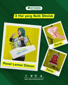 an advertisement for the 3 hal yang sulit diotak campaign