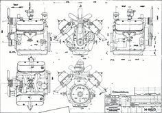 a drawing of an engine and its parts