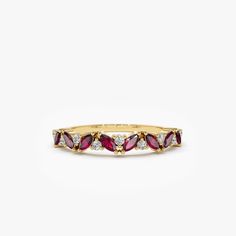 14k Slanted Ruby and Round Diamond Ring – FERKOS FJ Ruby Bands, Unique Bands, Round Diamond Ring, Solid Gold Ring, Solid Gold Rings, Engraved Gifts, Heart Gifts, Ruby Ring, Moissanite Ring