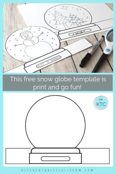 a snow globe template is shown with the instructions to make it