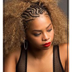 Lemonade Braids: Blonde Crown Braids. Simple patterned cornrows and blonde curly strands. Click through for 40 hair looks inspired by Beyoncé’s Lemonade album. #lemonadebraids #beyonce #beyoncehair #braids IG: @magicfingerssstudio Half Cornrows, Urban Hairstyles, 2019 Hairstyles, Two Braid Hairstyles, Crochet Styles, Braided Hairstyles For Black Women Cornrows, Natural Braids