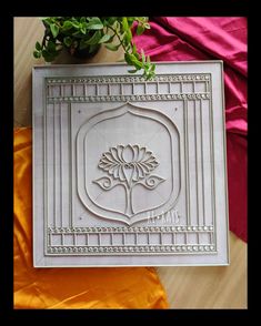 Lippan Artwork Design In Square, Lippin Art, Lippan Art Design, Mirror Craft, Square Mandala, Lotus Motif