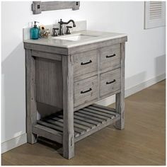 a bathroom vanity with two drawers and a sink