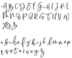 the upper and lower case of an english handwriting font, with cursive writing