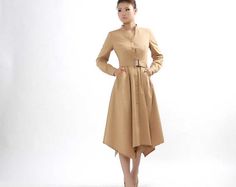 camel Linen Dress Trench Coats 305 by xiaolizi on Etsy, $49.00 Spring Wool Coat For Office With Buttons, Beige Double-breasted Wool Coat, Beige Wool Coat For Work, Stand Collar Wool Coat For Office In Fall, Office Wool Coat With Stand Collar For Fall, Khaki Long Sleeve Wool Coat For Work, Fitted Beige Wool Coat For Fall, Fall Office Wool Coat With Stand Collar, Fall Wool Coat With Stand Collar For Office