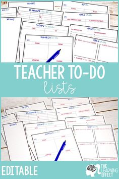 the teacher to - do lists are lined up on top of each other with blue writing