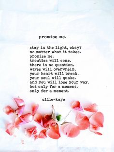 a poem written on paper with pink flowers