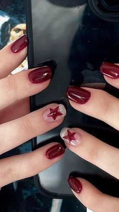 Snowglobe Tattoo, Cute Nails Ideas, Nails Jewellery, Star Nail Designs, Summer Nails Almond, Band Nails, Star Nail, November Nails, Cute Simple Nails