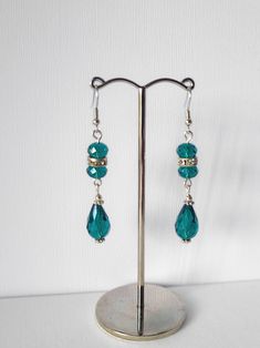 Emerald Faceted Glass Beads Earrings - Etsy Czech Glass Faceted Bead Drop Earrings, Party Beaded Earrings With Faceted Czech Glass, Silver Crystal Earrings With Faceted Czech Glass Beads, Drop Earrings Diy, Beads Earrings, Faceted Glass, Gold Hoops, Gold Hoop, Diy Earrings