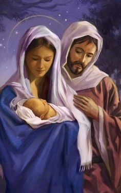 a painting of jesus and mary holding a baby