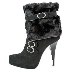 Buckskin and fur Black color Design heel Heel height 12 cm (4.72 inches) Original price 380 euro Fit Mom, No Brand, Cute Shoes, Wedge Boot, Black Color, Color Design, Heel Height, Wedges, Fashion Accessories