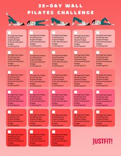 the 28 - day wall pilates challenge poster