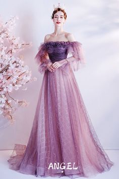 Purple Evening Dress For Prom, Purple Prom Evening Dress, Purple Gown For Prom Season, Lavender Evening Dress For Prom Banquet, Lavender Evening Dress For Prom Season, Lavender Evening Dress For Prom, Lavender Evening Dress For Banquet And Prom Season, Purple Tulle Evening Gown, Purple Tulle Evening Dress For Banquet