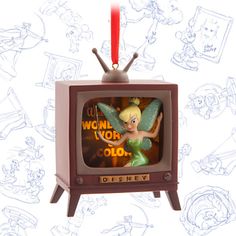 an old fashioned television with tinkerbell on it