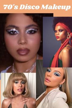 Disco Makeup 1970s, 70’s Disco Makeup, 70s Glam Makeup, 70s Makeup Disco, Disco Fits