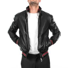 ITALIAN MEN LEATHER JACKET MADE WITH SOFT GENUINE LAMBSKIN LEATHER . COLOR : BLACK SIZE : FOR MORE DETAILS OF THE MEASUREMENTS PLEASE CHECK THE PICTURE #8. MADE IN ITALY (VERA PELLE) We've done our best to represent our true colors but due to the differences in screen resolution for computer monitors, colors can vary slightly. MATERIAL All our skins are tanned in Italy We Guaranty 100% the quality of what we are selling. SHIPPING & HANDLING LEATHER JACKETS will be shipped by UPS / FEDEX / DH Men Leather Jacket, Mens Trendy Outfits, Leather Roll, Italian Men, Leather Skin, Stylish Jackets, Sheep Leather, Cool Jackets, Jacket Pattern