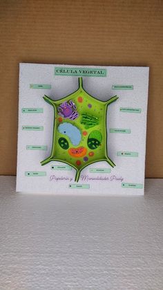 a close up of a greeting card with an animal cell structure on it's side