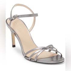 Stuart Weitzman Starla Ankle Strap Sandal. Color: Gunmetal. Size: 7 Or 37.5. 3 3/4 Inch Heel. New In Box. Retails For $425. Metallic Ankle Strap Sandals For Formal Occasions, Metallic Ankle Strap Sandals For Formal Events, Elegant Metallic Sandals With Heel Strap, Elegant Metallic Sandals With Single Toe Strap, Metallic Sandals With Heel Loop For Formal Wear, Metallic Sandals With Heel Loop For Formal Occasions, Formal Metallic Sandals With Heel Loop, Elegant Metallic Sandals For Wedding, Elegant Metallic Sandals For Evening