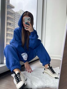 Premium Quality sweatsuit, oversize, unisex. Warm and cozy. Beautiful electric blue color Blue Fleece Sweats For Loungewear, Blue Athleisure Sweats With Kangaroo Pocket, Blue Sweats With Kangaroo Pocket For Loungewear, Comfy Blue Sweats With Ribbed Cuffs, Winter Tracksuit With Side Pockets For Loungewear, Oversized Hooded Sweats For Leisure, Blue Fleece Sweats For Jogging, Winter Loungewear Tracksuit With Side Pockets, Sporty Tracksuit With Hoodie And Pockets