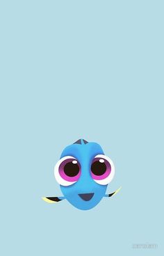 a blue fish with big eyes floating in the air on a light blue sky background