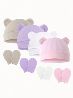 4sets Baby Hats And Mittens Infant Beanie Gloves NoScratch Set Newborn Hospital Hat For Boys Girls Multicolor    Polyester  Newborn Hat   Kids Accessories, size features are:Bust: ,Length: ,Sleeve Length: Baby Hat And Mittens, Infant Beanie, Hat For Boys, Newborn Girl Hat, Newborn Hospital Hats, Newborn Hats, Sewing Baby Clothes, Newborn Hospital, Newborn Hat