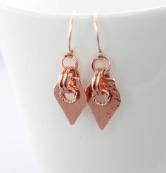 Cute drop dangle copper earrings Dainty lightweight earrings Hammered Earrings, Soldering Jewelry, Cute Shorts, Work Jewelry, Small Earrings, Metal Earrings, Light Weight Earrings, Copper Earrings, Metal Working