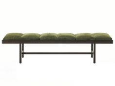 a bench with four cushions on it and two legs in the shape of a rectangle