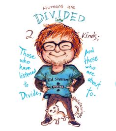 a drawing of a boy with glasses and some words on his shirt that says, humans are divided into two kinds