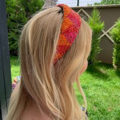 Orange and Pink Geometric Design Hair Crown, Punch Hair Band, Hand Tufted Hair Accessories, Birthday Gift,Punch Hair Band, Needle Art Boho Buckle Our unique headbands are %100 handmade using the Punch Needle technique.. Unbreakable and flexible so you can use them without a headache. Quality 🌸 Made with a variety of natural recyclable cotton yarns, natural linen, the inside is lined with felt. 🌸Eco friendly Care 🌸Spot cleaning only, washing is not recommended. Dimensions o Width : 5cm (1.9 inch) o Length : 40cm (16 inch) 🌸Your demands are incredibly significant for us. We are always happy to hear suggestions and recommendations from you so feel free to contact us. https://www.etsy.com/shop/VanessaDesignBySibel   🚀🚀Worldwide expres shipping  2 or 3 days    🚀🚀I ship your order 1 - 3 Pink And Orange Hair, Prom Headband, Crystal Hair Band, Hair Tiara, Unique Headband, Art Hair, Head Wreath, Hair Crown, Hair Wreaths