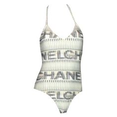 Classic CHANEL signature one-piece swimsuit and cover up set Set is consisting of two pieces - the swimsuit and the XL cover up Can also be worn as bodysuit Perfect for a pool or beach day Beautiful cut CC logo all over Neckholder back Fully lined with soft white fabric Comes brandnew with tags Swimsuit complete with intact hygenic protection Swimsuit Size 40 XL Pareo, 100% cotton circa 54" x 51", marked size "OS" (one size) Unique piece Made in France New, unworn This set comes in a plastic pou Chanel Swimwear, Chanel Swimsuit, Pink Bathing Suits, Coverup Swimsuit, Dior Vintage, Suit Swimsuit, Chanel Logo, 1 Piece Swimsuit, Bathing Suit Covers