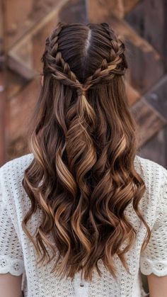 #GirlsHairStyle Hair Ideas Pictures, Wedding Hairstyles With Black Hair, Long Maid Of Honor Hair, Cute Homecoming Hairstyles Half Up, Braided Homecoming Hairstyles Half Up, Pulled Back Braided Hairstyles Wedding, Simple Braid Wedding Hair, Wedding Hairstyles All Up, Hoco Hair Braids Half Up Half Down