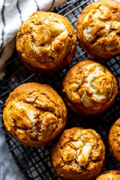 freshly baked muffins cooling on a wire rack