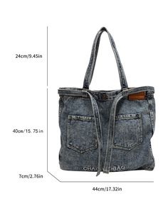 This Chic Denim Large Shoulder Tote Bag is the perfect accessory for any fashion-forward individual. Made with high-quality denim and featuring stylish letter embroidery, this bag is both durable and stylish. With dual pockets, it offers convenient storage for all your essentials. Elevate your style with this chic tote bag. Color : Baby Blue Bag Size : Large Type : Shoulder Tote Bag Pattern Type : Plain Material : Polyester Composition : 100% Polyester Size Bag Height Bag Length Bag Width Handle Shoulder Bag For School, Cloth Tote Bag, Grey Bag, Denim Tote Bags, Denim Chic, Denim Tote, Jeans Bag, Eco Bag, Embroidered Bag