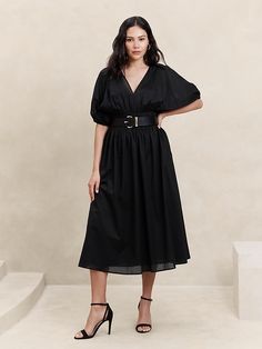 Voile Elbow-Sleeve Midi Dress | Banana Republic Factory Lemon Candy, Essential Dress, Banana Republic Factory, Midi Dress With Sleeves, Elbow Sleeve, Wedding Guest Outfit, Women's Dresses, Perfect Dress, Midi Length