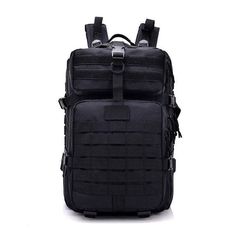 45L Molle Backpack Traving Rucksack - Woosir Functional Black Backpack For Camping, Large Capacity Black Backpack For Hiking, Durable Black Military Bags, Tactical Nylon Backpack For Camping, Durable Military Black Bags, Large Capacity Black Bag For Adventure, Black Backpack For Camping, Military Style Black Bags For Outdoor Activities, Durable Black Hiking Backpack