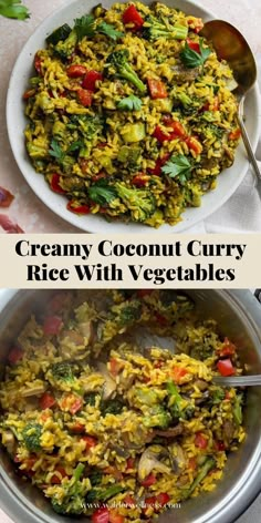 creamy coconut curry rice with vegetables is an easy and delicious side dish for any meal