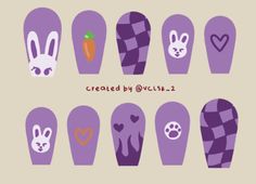 Paper Nails Template, Paper Nails Printable, Purple Printable, Cat Nail Designs