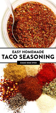 easy homemade taco seasoning recipe in a glass bowl