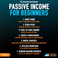 the passive income for beginners poster