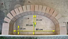 an outdoor fireplace is shown with measurements for the height and width, as well as how to measure it