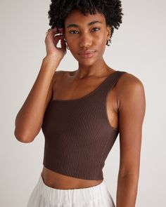 You found it, a flattering one-shoulder top that hugs in all the right places. Ottoman stitching gives our one shoulder sweater knit tank its structured style and textured feel with the perfect amount of stretch and softness for all-day comfort. Also available in a Halter, Square Neck, High Neck, and Polo silhouette. Seamless One-shoulder Stretch Top, Casual One-shoulder Seamless Tank Top, One Shoulder Ribbed Stretch Top, Ribbed Stretch One-shoulder Top, One Shoulder Stretch Ribbed Top, Seamless One-shoulder Fitted Top, Seamless Fitted One-shoulder Top, Fitted One-shoulder Seamless Top, Ribbed Stretch One Shoulder Top