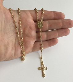 "18k gold over 925 sterling silver italian rosary 30\" long . for protection and good luck made in italy 4 mm beads gr:15.8 rosario de 925 plata esterlina con 18k bano de oro -30\" largo . para proteccion y buena suerte . hecho en italia 4mm beads gr:15.8" Pompano Beach, Rosary, Solid 925 Sterling Silver, Delicate Bracelet, Good Luck, Chains Necklace, Gold Bracelet, 18k Gold, Gold Necklace