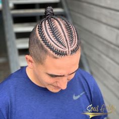 PoliciesI am home basedand located on the Northeast side of San AntonioText ONLY to schedule (210317-8170A $20 non-refundable deposit that goes towards the appointment is required Apple Pay o… Flat Top Braids Men, Man Bun Cornrows, Braided Hairstyles For Men With Fade, High Fade Braids Men, Man Bun Braids Kids, Braids With Shaved Sides Men, White Guy Braids Men Hairstyles, Men Cornrows Design 4 Braids, Men Braids Hairstyles Man Bun